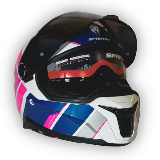 Casco SPARTAN PANTHER SV Brillante Blanco/Rosado