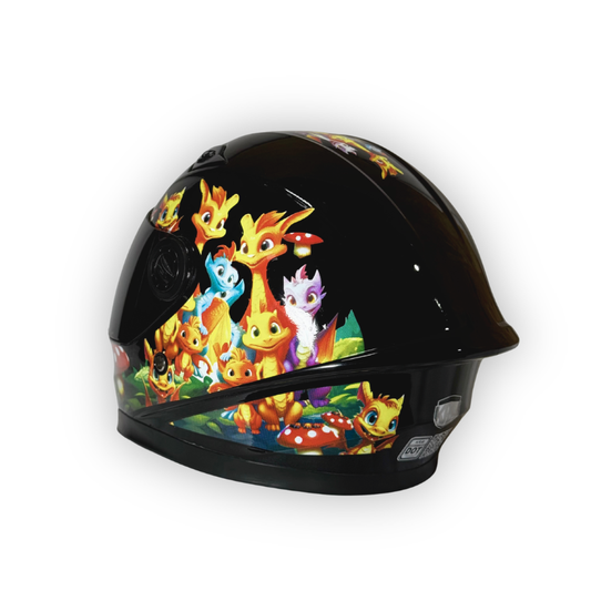 Casco Infantil KRM Dragon City Negro Brillante