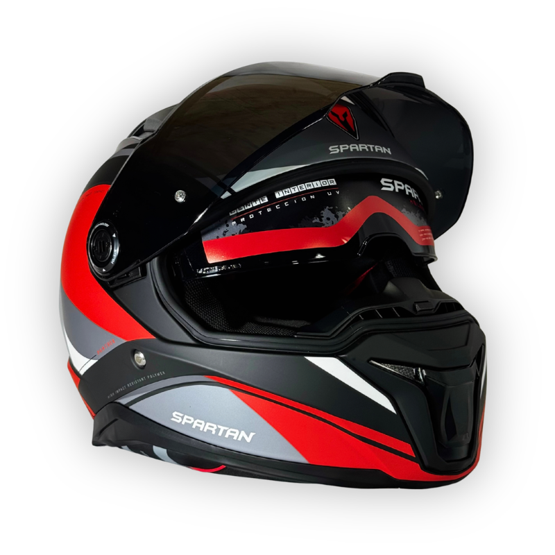 Casco SPARTAN PANTHER SV Negro-Rojo Mate