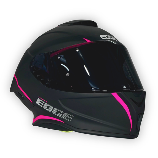 Casco EDGE Shanghai Negro Mate Fucsia