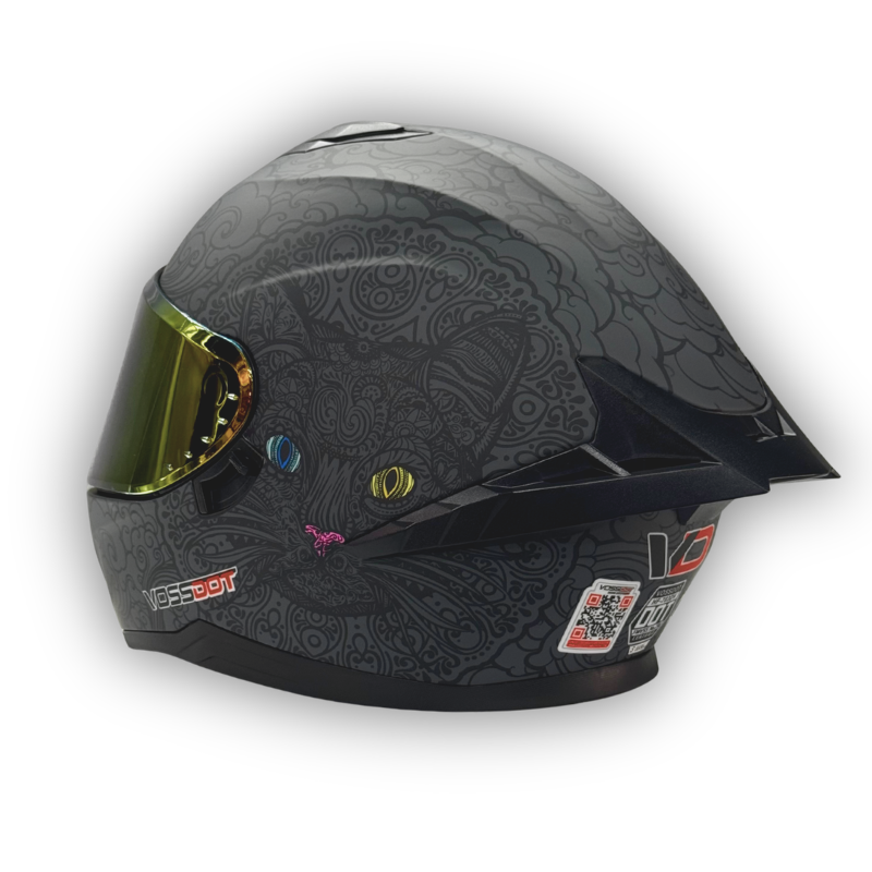 Casco VOSSDOT Diseño Cat Gris Mate