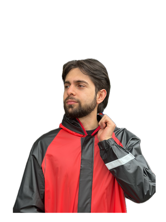 Impermeable para Moto Siliconado Resortado Rojo Unisex