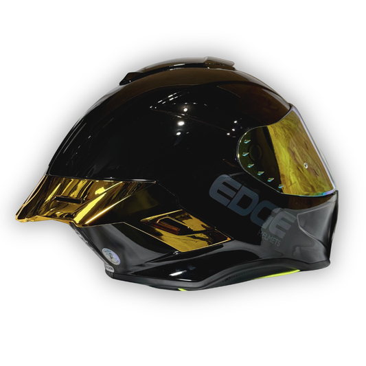 Casco EDGE Shanghai Negro Brillante Alerón Dorado