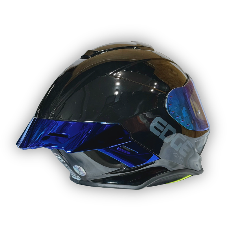Casco EDGE Shanghai Negro Brillante Alerón azul