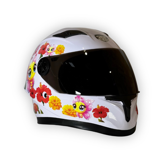 Casco Infantil KRM Mariposa Blanco Brillante