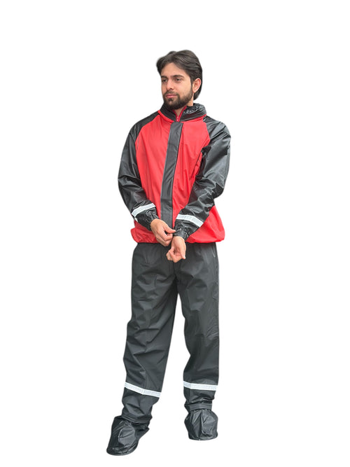 CONJUNTO IMPERMEABLE SILICONADO RESORTADO ROJO