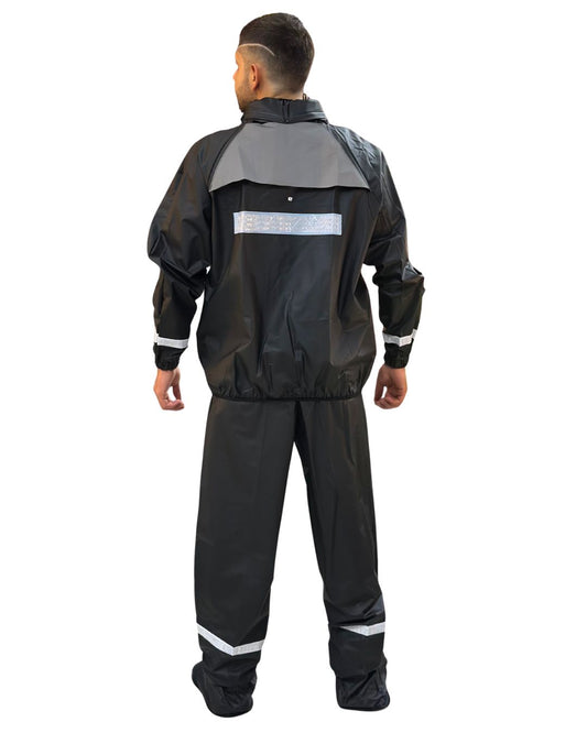 Impermeable para Moto Siliconado Resortado Negro Unisex