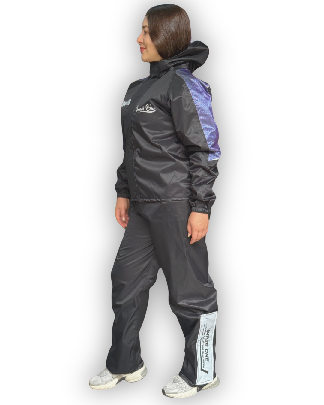 Impermeable Tipo Sudadera IMPERONE Negro-Morado