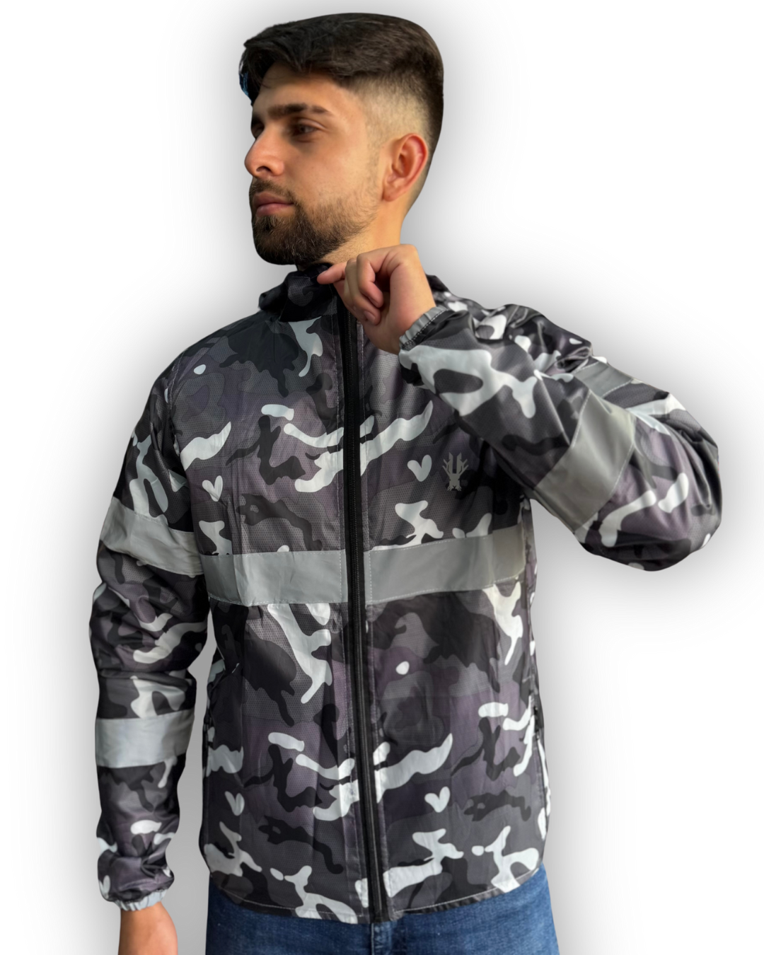Chaqueta Reflectiva Doble Faz Camuflada Gris