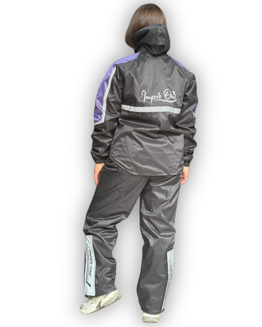 Impermeable Tipo Sudadera IMPERONE Negro-Morado