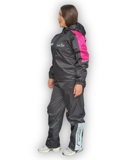 Impermeable Tipo Sudadera IMPERONE Negro-Fucsia