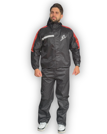 Impermeable Tipo Sudadera IMPERONE Negro-Rojo