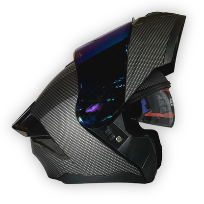 Casco EDGE Abatible Luces Led Estilo Fibra de Carbono
