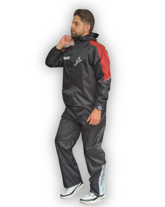 Impermeable Tipo Sudadera IMPERONE Negro-Rojo