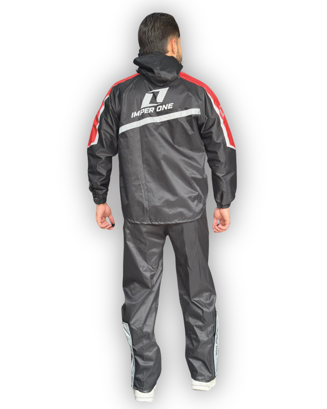 Impermeable Tipo Sudadera IMPERONE Negro-Rojo