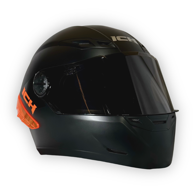 Casco Integral ICH 501 Negro Mate Letra Naranja