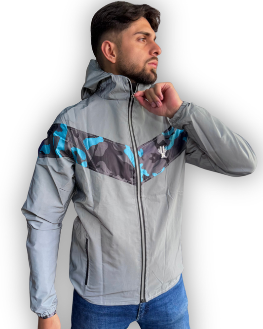 Chaqueta Reflectiva Doble Faz Camuflada Gris-Azul