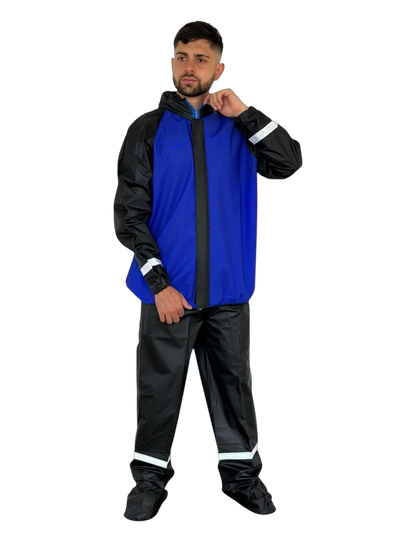 Impermeable Siliconado Resortado Azul