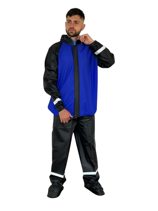 Impermeable Siliconado Resortado Azul