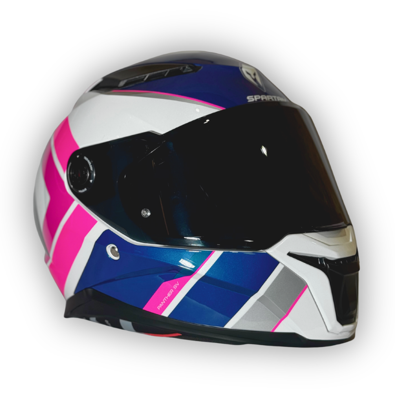 Casco SPARTAN PANTHER SV Brillante Blanco/Rosado
