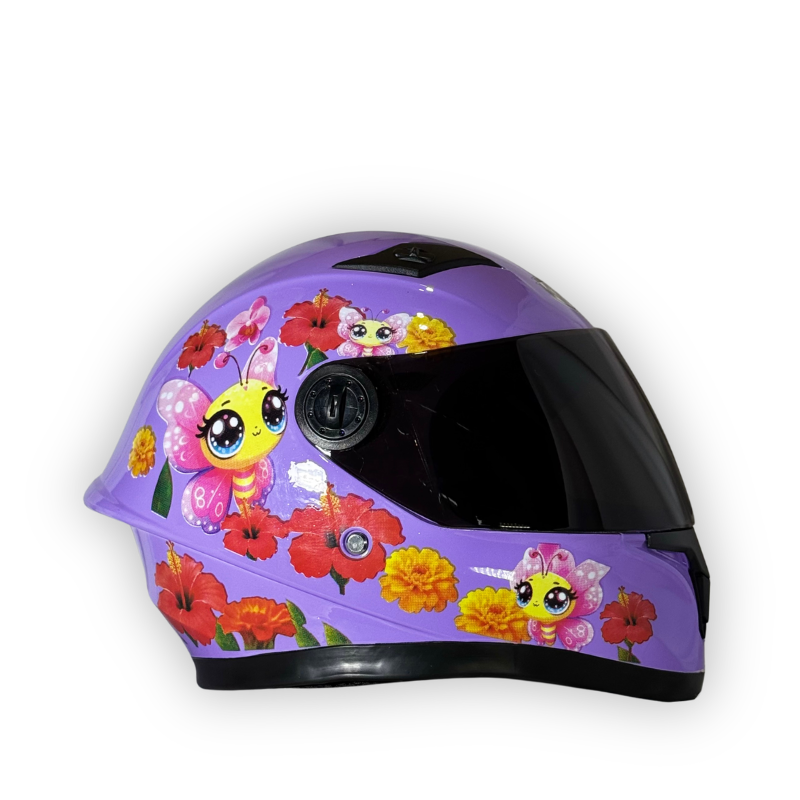 Casco Infantil KRM Mariposa morado Brillante