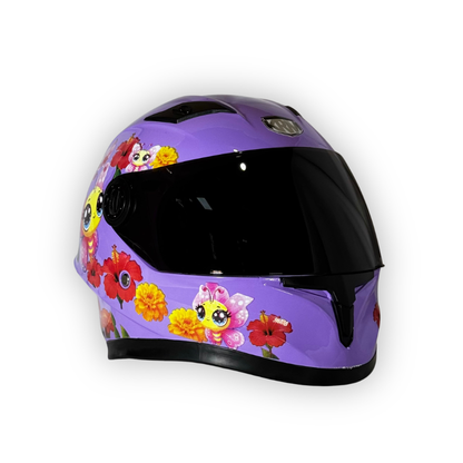 Casco Infantil KRM Mariposa morado Brillante