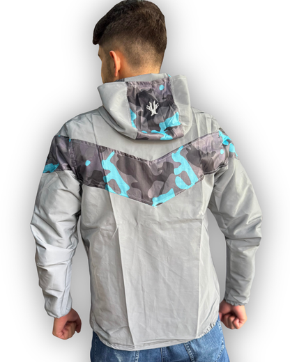 Chaqueta Reflectiva Doble Faz Camuflada Gris-Azul