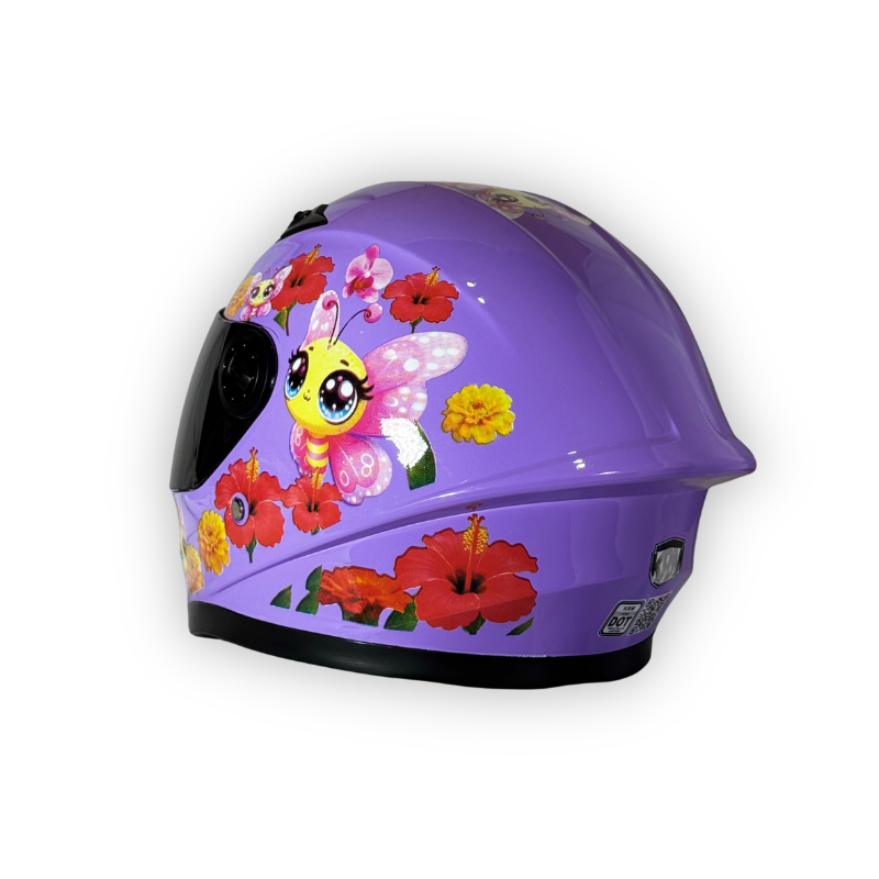 Casco Infantil KRM Mariposa morado Brillante