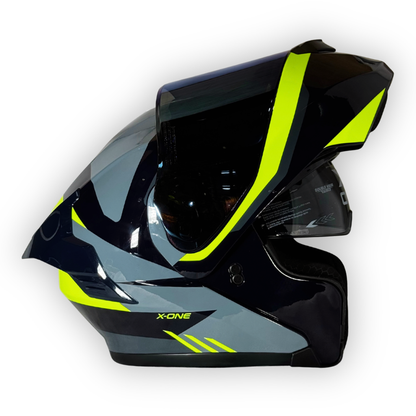 Casco X-ONE X-3000 RS Abatible STOPPER Gris-Verde Brillante
