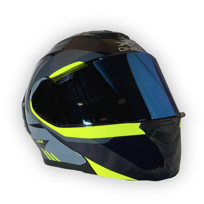 Casco X-ONE X-3000 RS Abatible STOPPER Gris-Verde Brillante