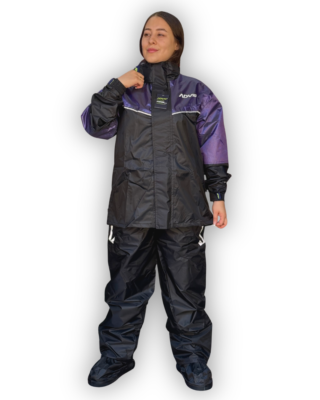 Impermeable Tipo Sudadera ADV Negro - Morado