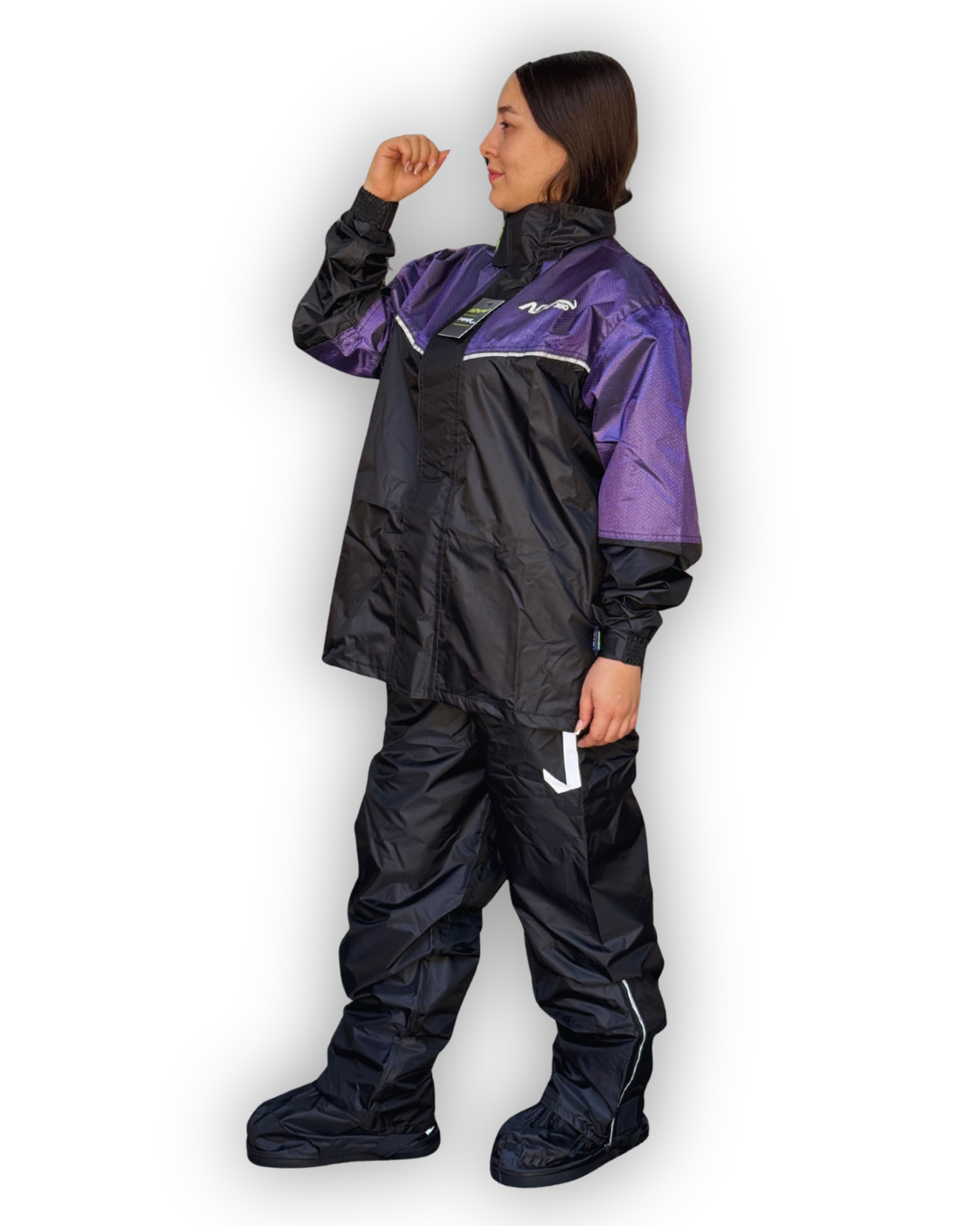 Impermeable Tipo Sudadera ADV Negro - Morado