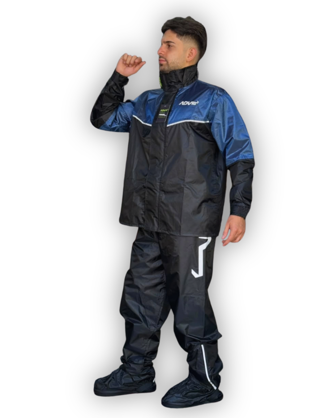 Impermeable Tipo Sudadera ADV Negro - Azul