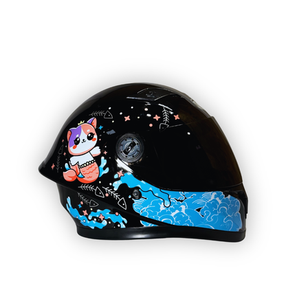 Casco Infantil KRM Negro Brillante Cat marino