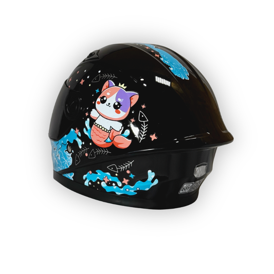 Casco Infantil KRM Negro Mate Cat marino