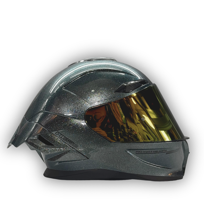 Casco PRO RIDER Helmets Gris Brillante Efecto Escarchado