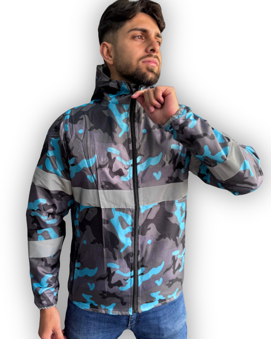 Chaqueta Reflectiva Doble Faz Camuflada Gris-Azul
