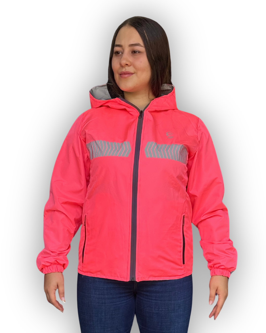Chaqueta Reflectiva Doble Faz Rosada - Gris
