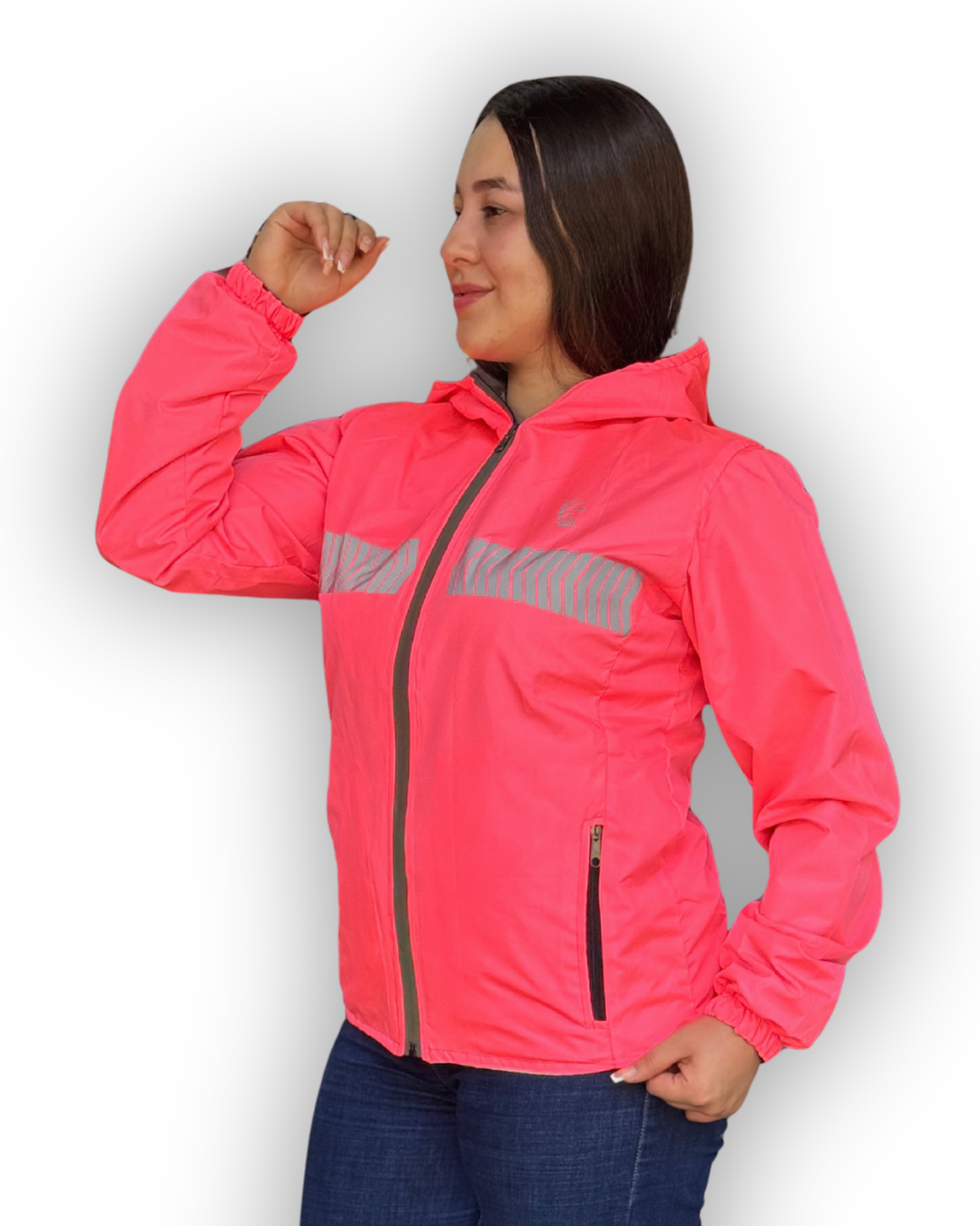 Chaqueta Reflectiva Doble Faz Rosada - Gris