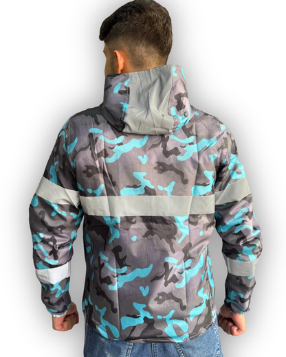 Chaqueta Reflectiva Doble Faz Camuflada Gris-Azul