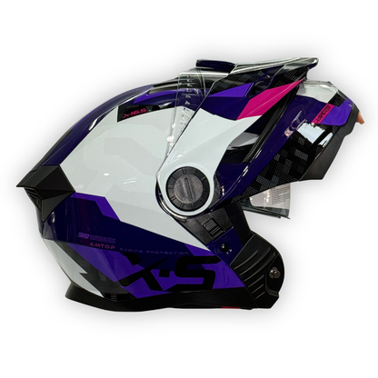 Casco X-SPORTS Abatible tipo Cross 165 Morado Brillante