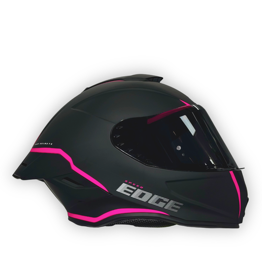 Casco EDGE Shanghai Negro Mate Fucsia