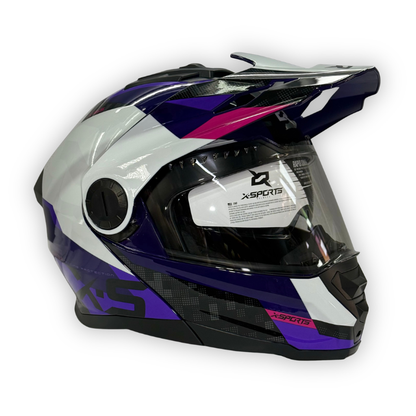 Casco X-SPORTS Abatible tipo Cross 165 Morado Brillante