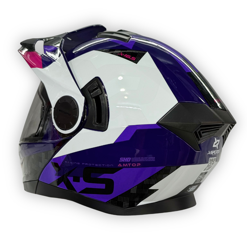 Casco X-SPORTS Abatible tipo Cross 165 Morado Brillante
