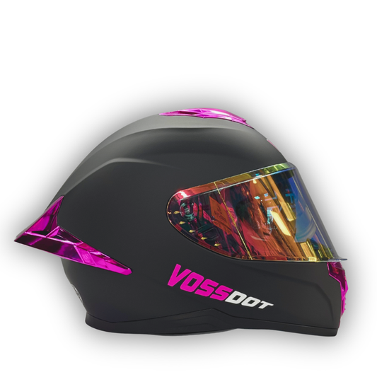Casco VOSSDOT Negro Mate Fucsia