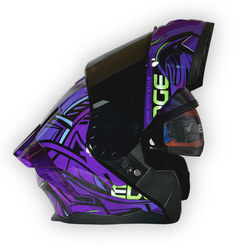 Casco EDGE Abatible Luces Led - Morado Brillante