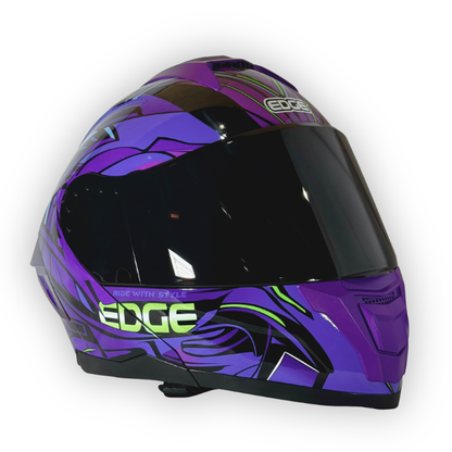 Casco EDGE Abatible Luces Led - Morado Brillante