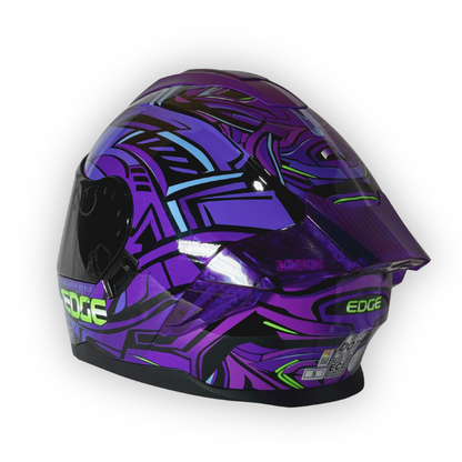 Casco EDGE Abatible Luces Led - Morado Brillante