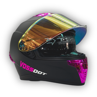 Casco VOSSDOT Negro Mate Fucsia