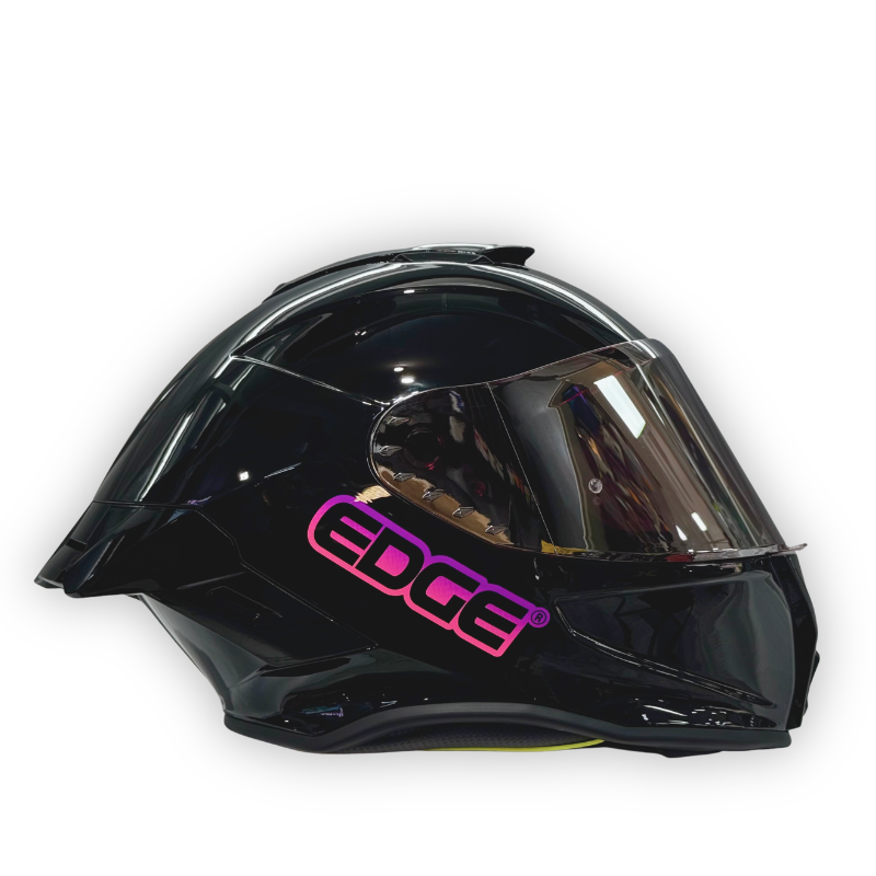Casco EDGE Shanghai Negro Brillante Letra Fucsia